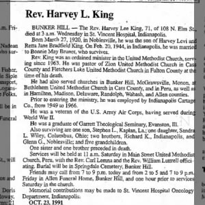 Obituary for Harvey Lee King