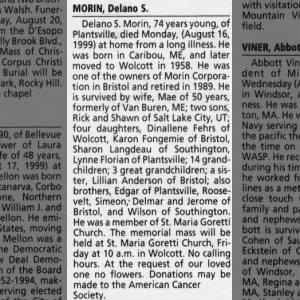 Obituary for Delano S. MORIN