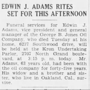 Obituary for EDWIN J. ADAMS