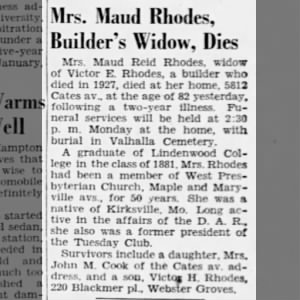 Obituary for Maud Reid Rhodes