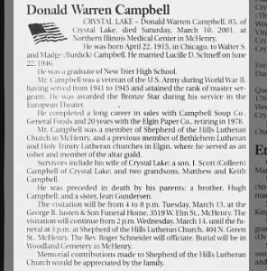 Obituary for Donald Warren Campbell