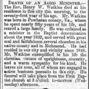 Obituary for Henry W. Watkins
