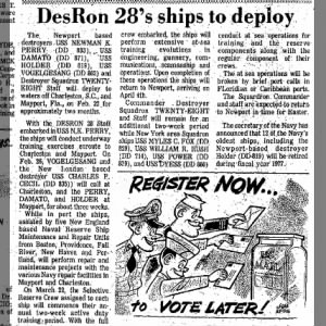 DesRon 28's ships to deploy