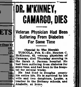 Camargo Doctor Dies, 1929