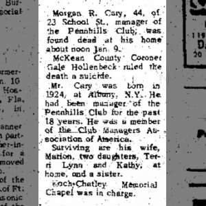 Morgan R Cary obituary