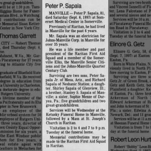 Peter P Sapala obituary