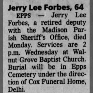 Obituary for Jerry Lee Forbes