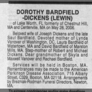 Obituary for DOROTHY BARDFIELD