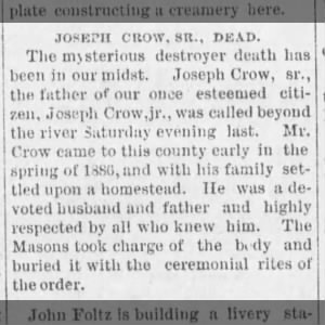 Death announcement - Feb. 1, 1890