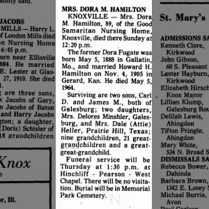 Obituary for DORA M. HAMILTON