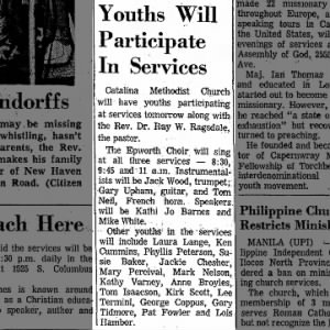 Youths Will Participate In Services