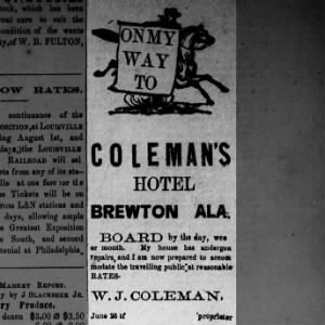 1883-09-22 (Coleman's Hotel Ad)