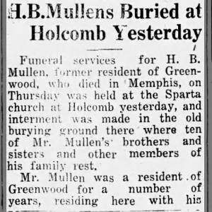 H. B. Mullen obituary, part 1