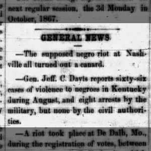 Violence against "negroes" in Kentucky, with few arrests