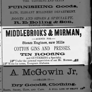 Business Ad for JM Morman, 1886