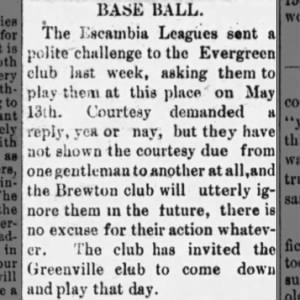 1887-05-04 (Escambia Leagues Baseball to Play Greenville)