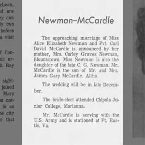Marriage of Newman / McCardle