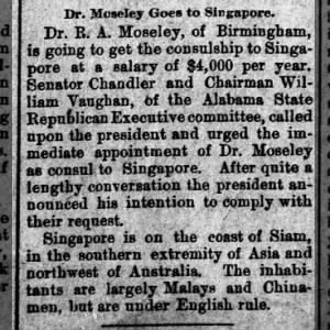 Dr Moseley goes to Singapore