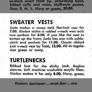 1974 kimlon sweater vests