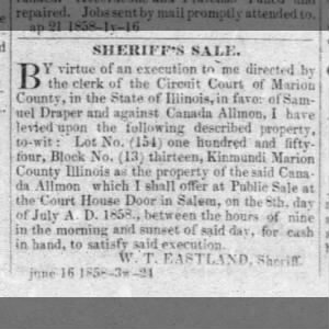 Sheriff's sale of Canada Allmon's property