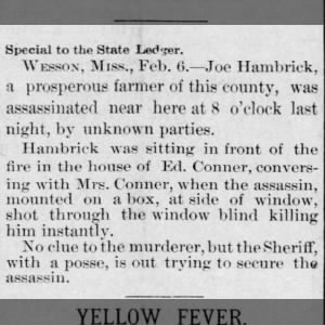Joe Hambrick Shot Down in His Own House at Night