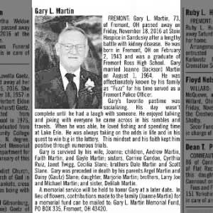 Obituary for Gary L. Martin