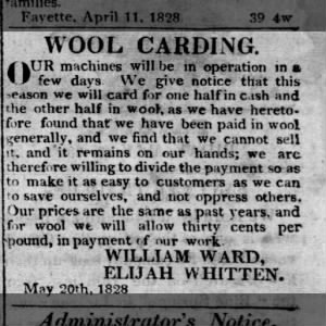 Wool Carding William Ward Sr