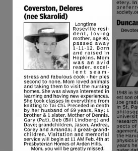 Obituary for Delores Coverston