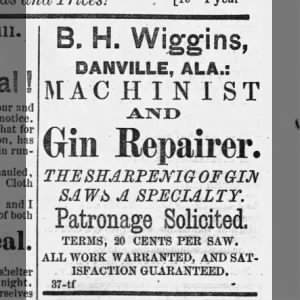 B H Wiggins Gin Repair