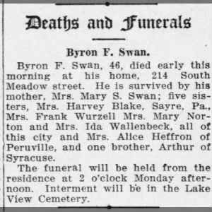 Obituary for Byron F. Swan