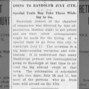 CofC secretary Jensen makes train arrangements, 7/8/1919