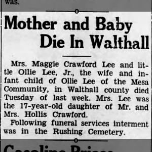 Obituary for Maggie Crawford Lee Jr.