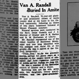 Van A Randall Obituary