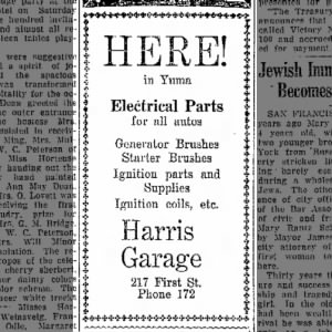 1923 Feb - Harris Garage newspaper ad