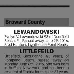 Obituary for Evelyn V. LEWANDOWSKI