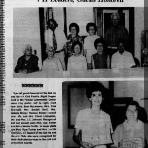 Article about Pulaski 4-H club honoring people, including my grandparents (left back row)