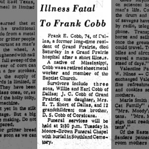 Obituary for Frank E. Cobb