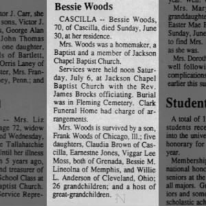 Obituary for Bessie Woods