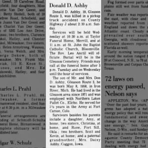 Ashby, Donald Duane (1958-1977) Obituary