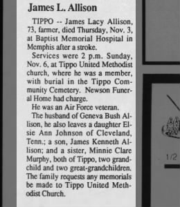 The Charleston Sun Sentinel Charleston Mississippi Thu P2 10 Nov 1994 James L Allison