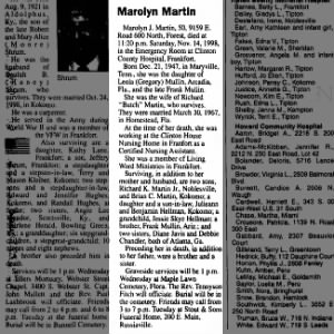 Obituary for Marolyn Martin