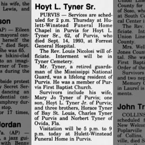 Obituary for Hoyt L. Tyner Sr.