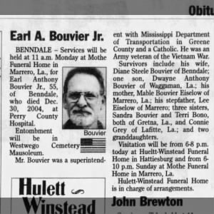 Bouvier Jr., Earl A.Obit