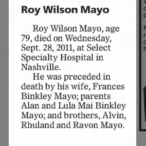Obituary for Roy Wilson Wilson