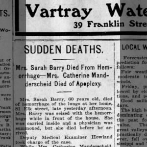 Sarah Barry Died from Lung Hemorhage