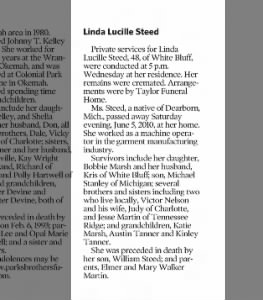Obituary for Linda Lucille Steed