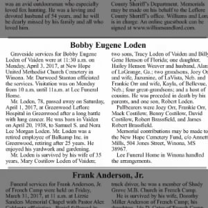 Obituary for Bobby Eugene Loden