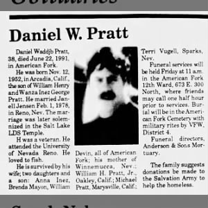 Obituary for Daniel Waddjb Pratt