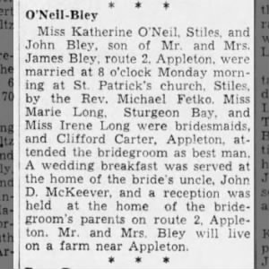 Marriage O'Neil Bley