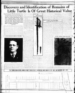 1912 - Discovery and Identification of Remains of Little Turtle Is Of Great Historical Value